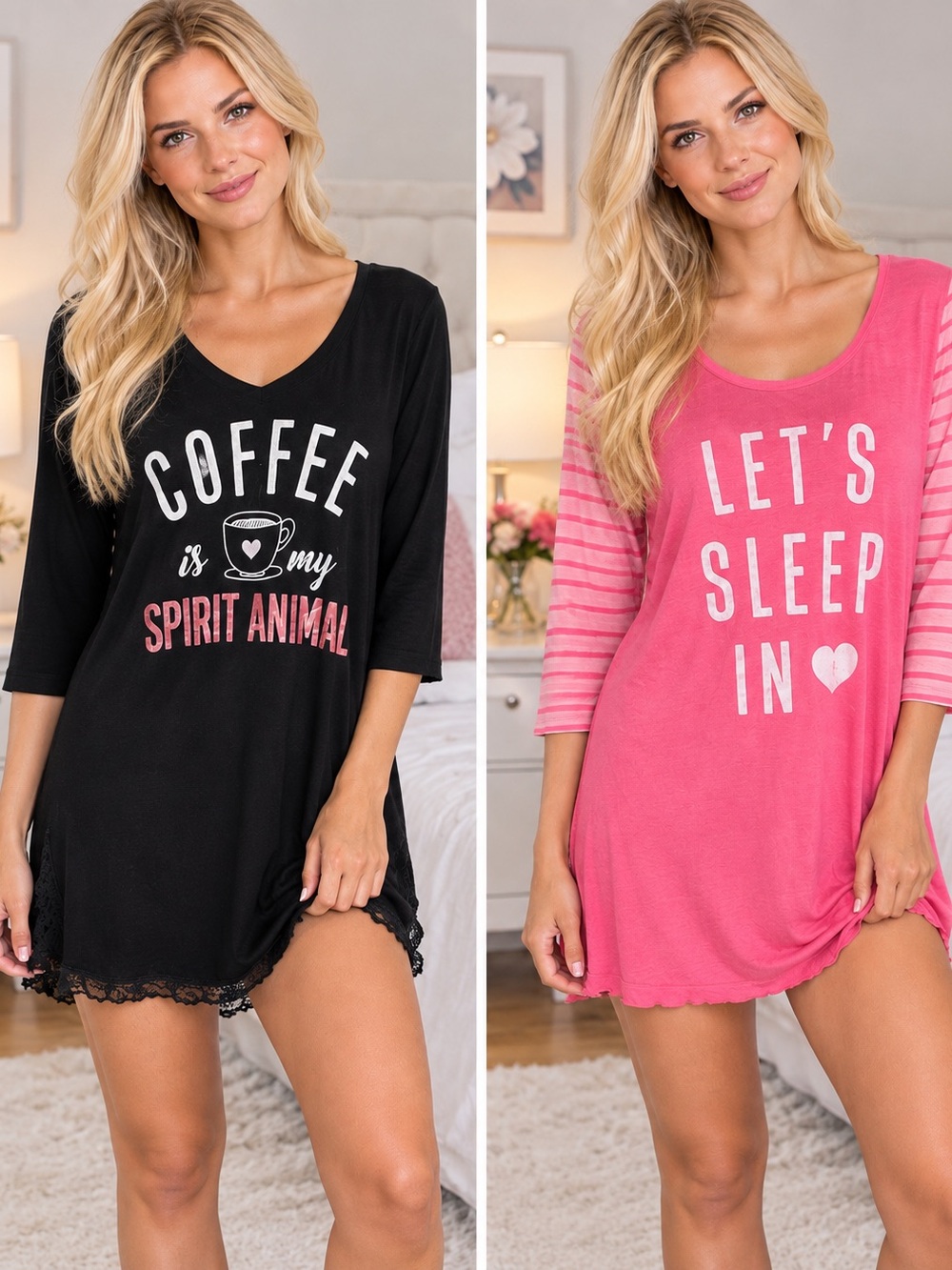 PINK Victoria's Secret Girls' 'Coffee Is My Spirit Animal' Black Top
